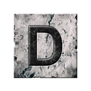 Letter D in black stone block