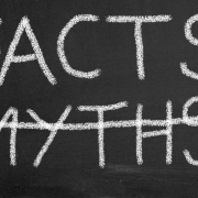 Illustration of chalkboard with text facts and crossed myths